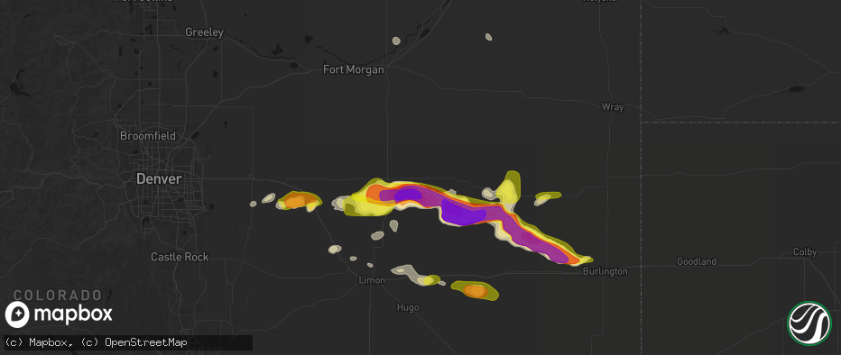 Hail map in Lindon, CO on May 21, 2026