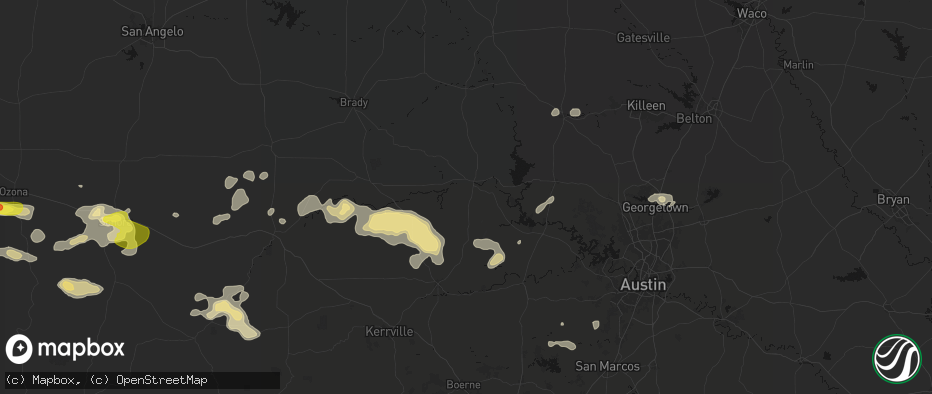Hail map in Llano, TX on May 21, 2026