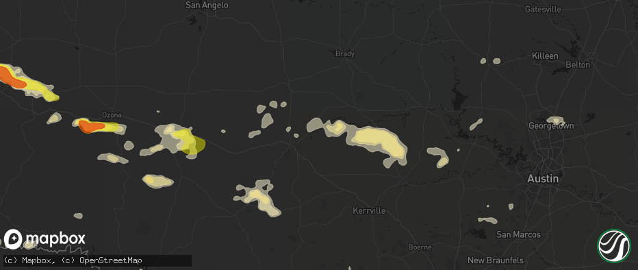 Hail map in London, TX on May 21, 2026