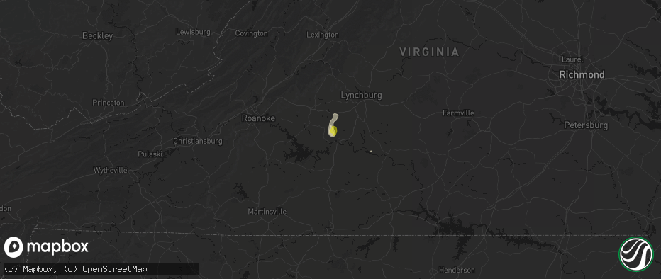 Hail map in Lynch Station, VA on May 21, 2026