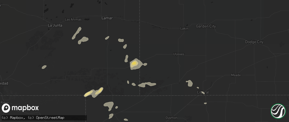 Hail map in Manter, KS on May 21, 2026