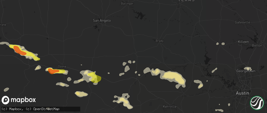 Hail map in Menard, TX on May 21, 2026