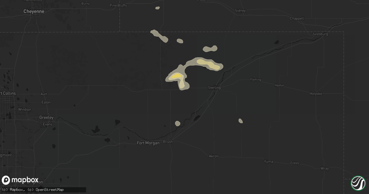 Hail map in Merino, CO on May 21, 2026
