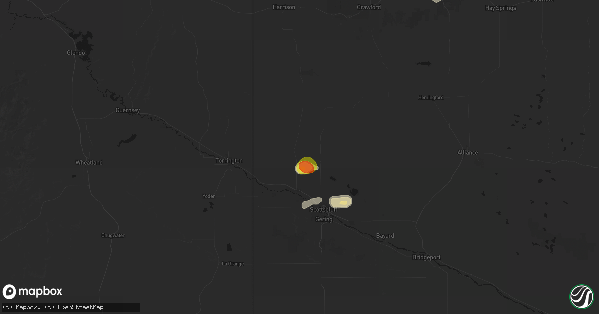 Hail map in Mitchell, NE on May 21, 2026