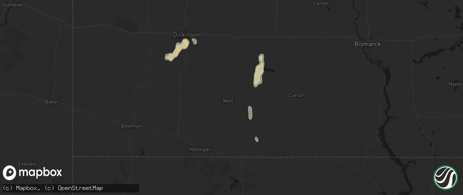 Hail map in Mott, ND on May 21, 2026