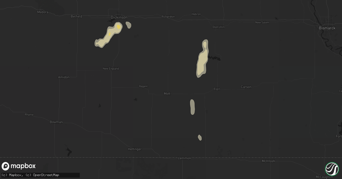Hail map in Mott, ND on May 21, 2026
