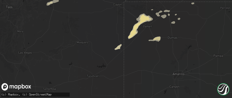 Hail map in Nara Visa, NM on May 21, 2026