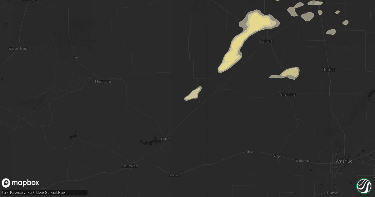 Hail map in Nara Visa, NM on May 21, 2026
