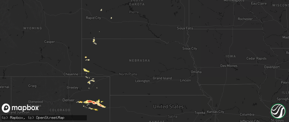 Hail map in Nebraska on May 21, 2026