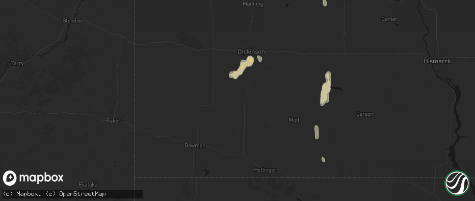 Hail map in New England, ND on May 21, 2026
