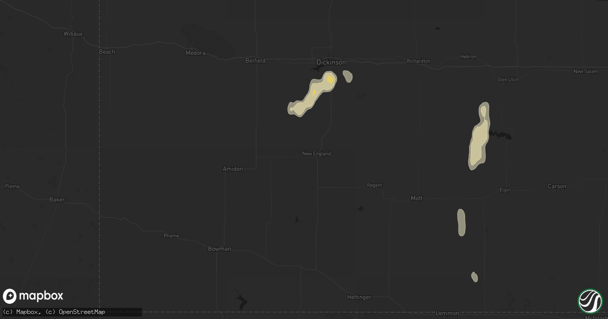 Hail map in New England, ND on May 21, 2026