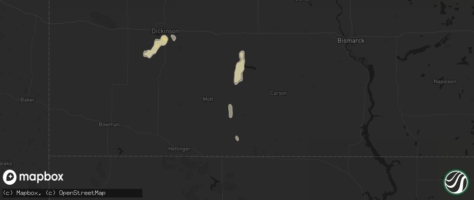 Hail map in New Leipzig, ND on May 21, 2026