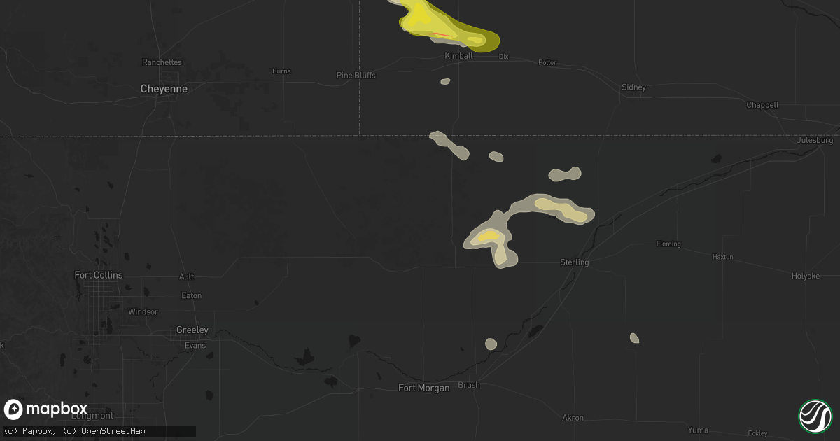 Hail map in New Raymer, CO on May 21, 2026