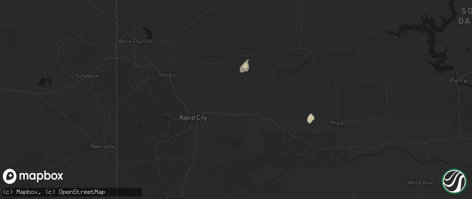 Hail map in New Underwood, SD on May 21, 2026