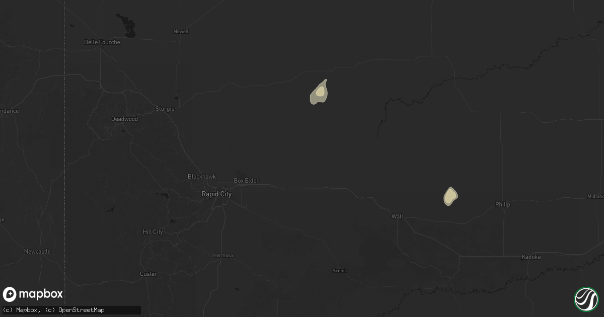 Hail map in New Underwood, SD on May 21, 2026