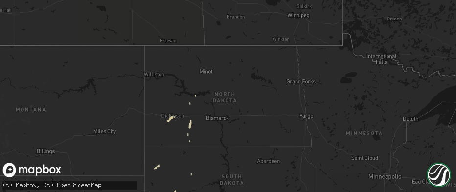 Hail map in North Dakota on May 21, 2026