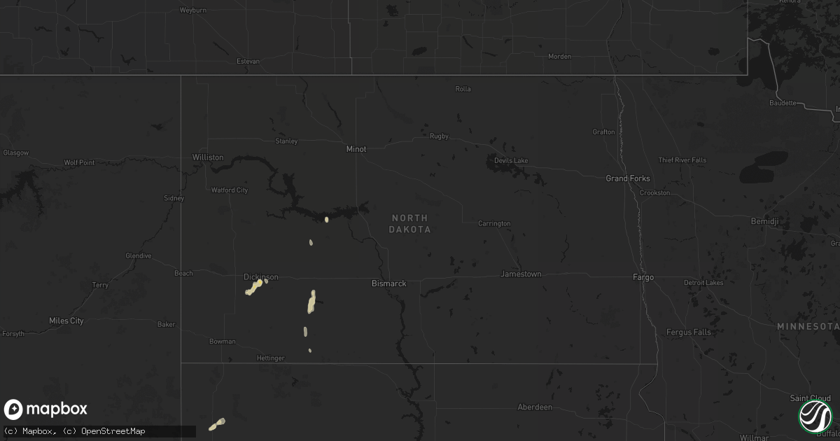 Hail map in North Dakota on May 21, 2026