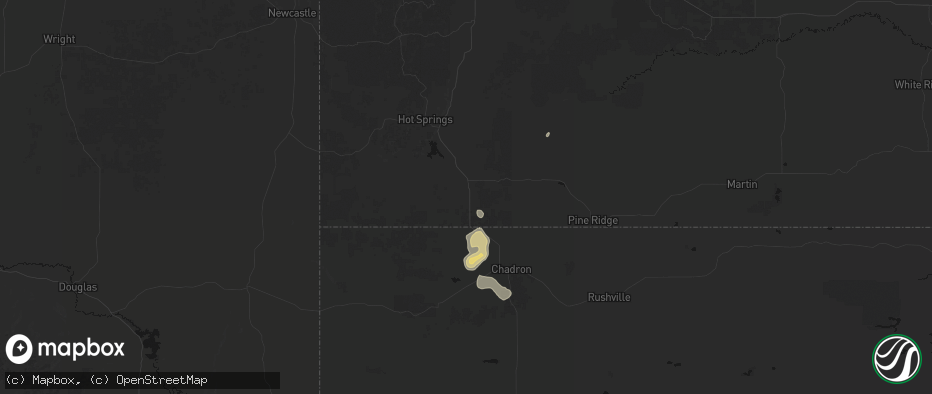 Hail map in Oelrichs, SD on May 21, 2026