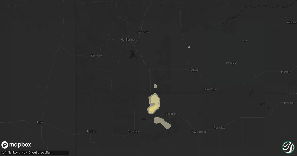 Hail map in Oelrichs, SD on May 21, 2026