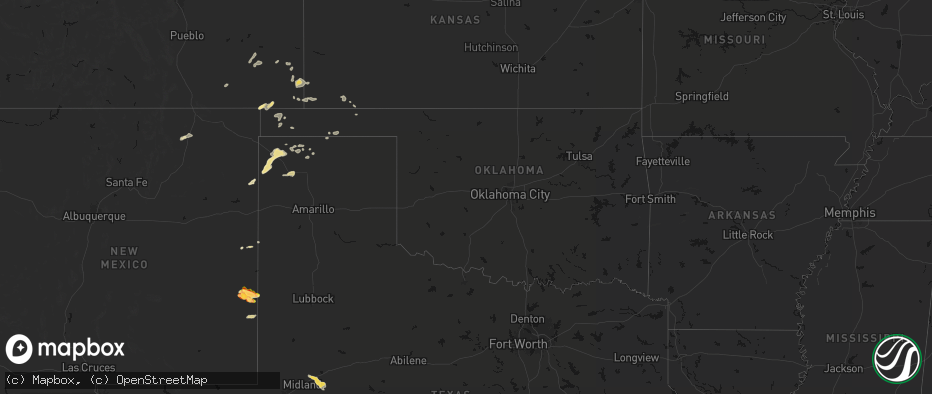Hail map in Oklahoma on May 21, 2026