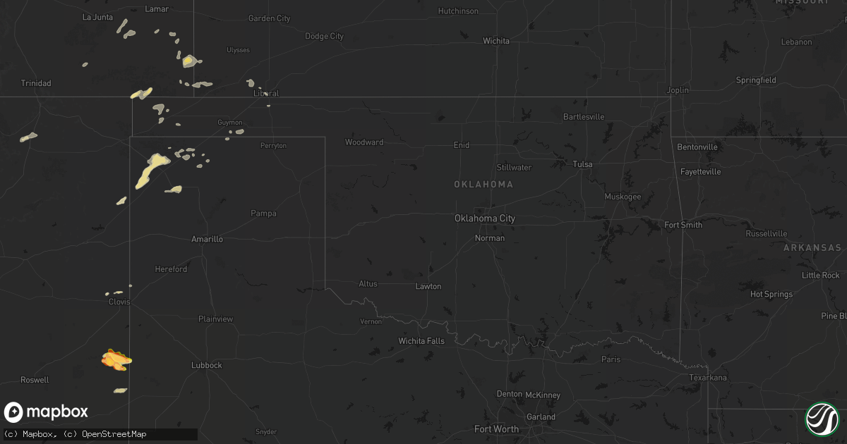 Hail map in Oklahoma on May 21, 2026