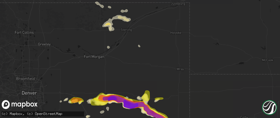 Hail map in Otis, CO on May 21, 2026