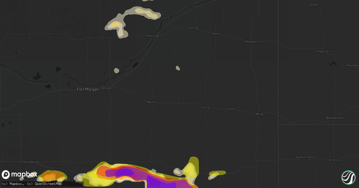 Hail map in Otis, CO on May 21, 2026