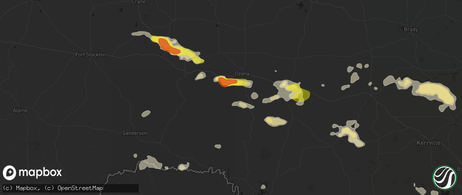Hail map in Ozona, TX on May 21, 2026
