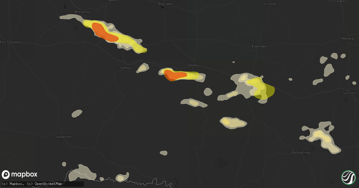 Hail map in Ozona, TX on May 21, 2026
