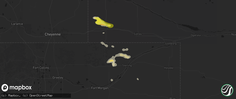 Hail map in Padroni, CO on May 21, 2026