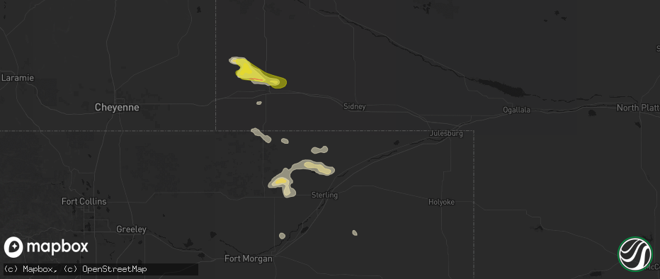 Hail map in Peetz, CO on May 21, 2026