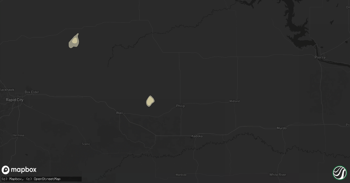 Hail map in Philip, SD on May 21, 2026