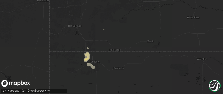 Hail map in Pine Ridge, SD on May 21, 2026