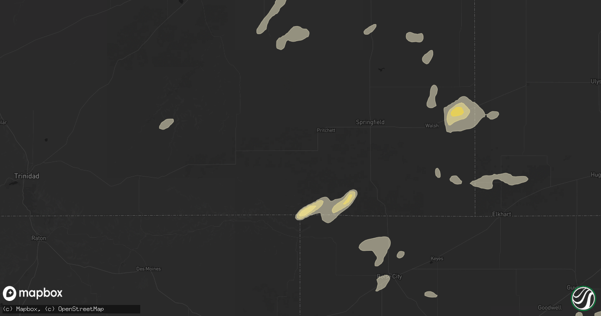 Hail map in Pritchett, CO on May 21, 2026