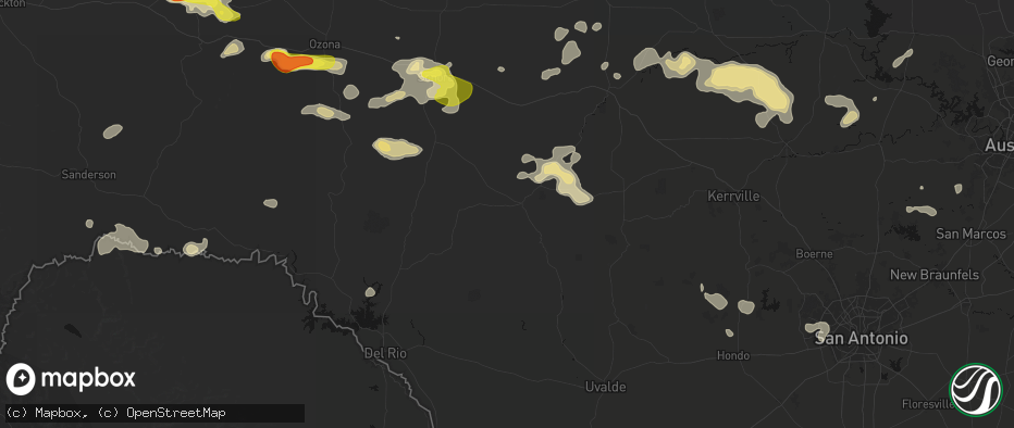 Hail map in Rocksprings, TX on May 21, 2026