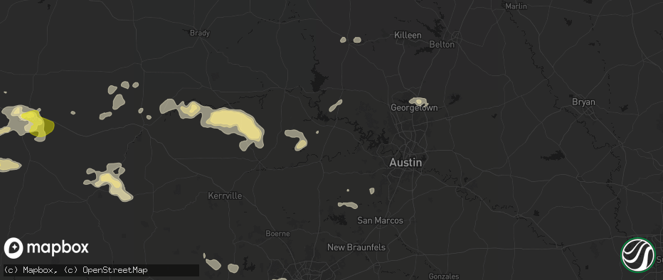 Hail map in Round Mountain, TX on May 21, 2026