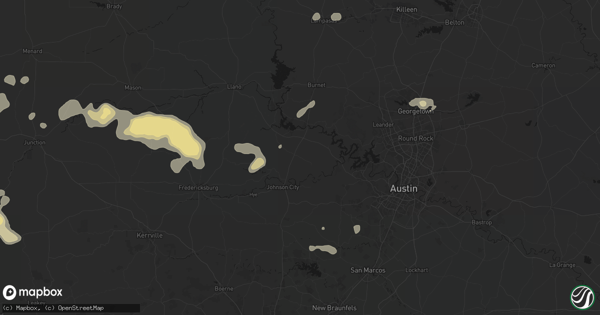 Hail map in Round Mountain, TX on May 21, 2026