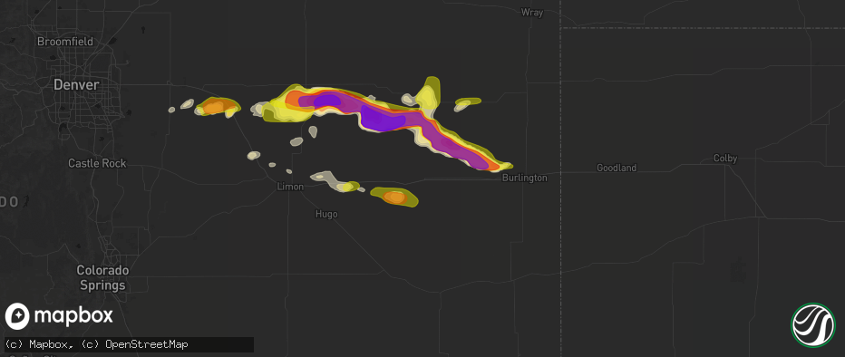 Hail map in Seibert, CO on May 21, 2026
