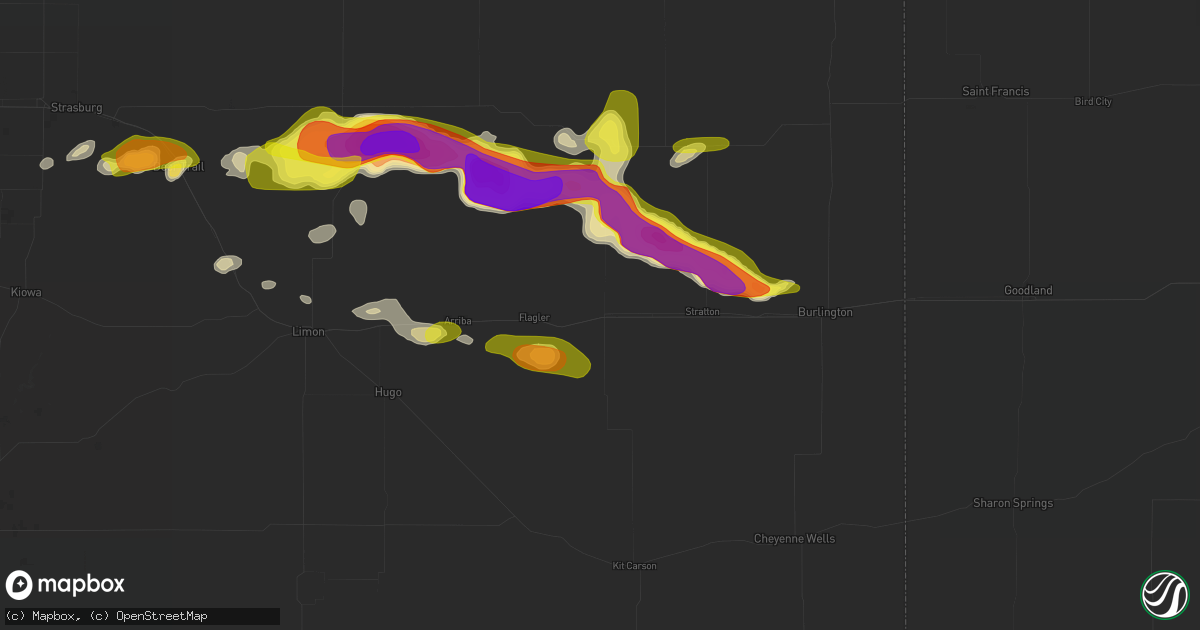 Hail map in Seibert, CO on May 21, 2026