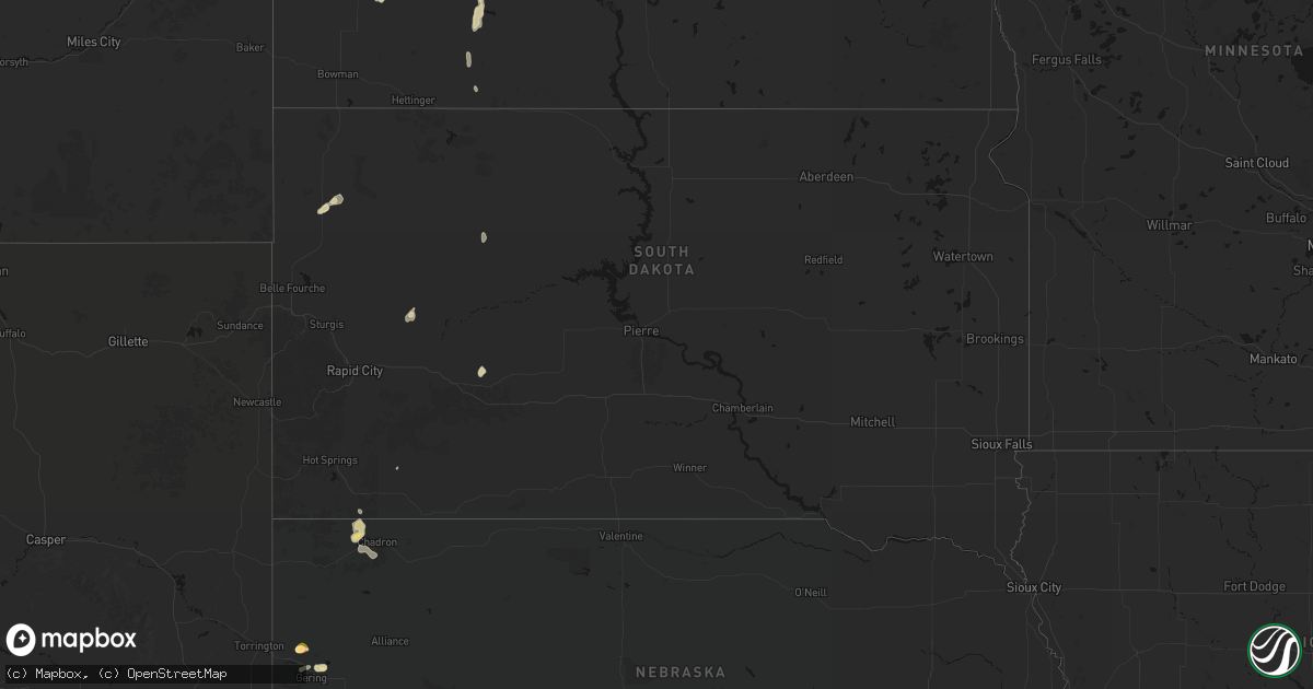 Hail map in South Dakota on May 21, 2026