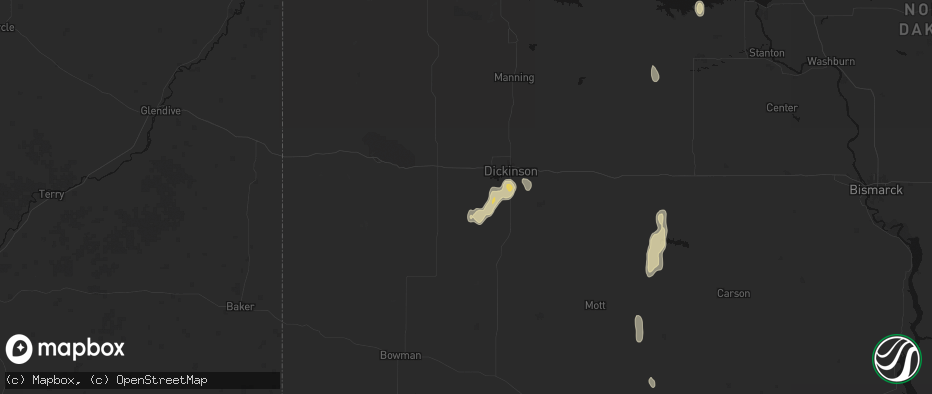 Hail map in South Heart, ND on May 21, 2026