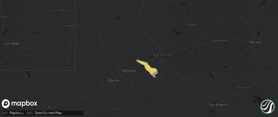 Hail map in Stanton, TX on May 21, 2026