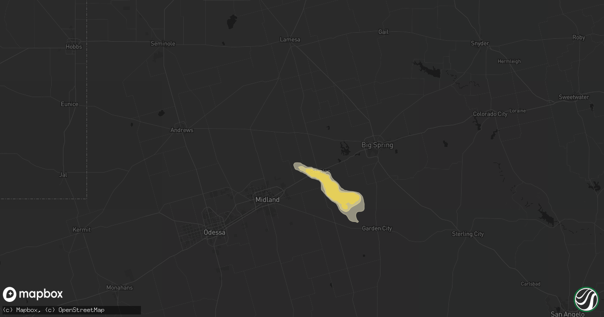 Hail map in Stanton, TX on May 21, 2026