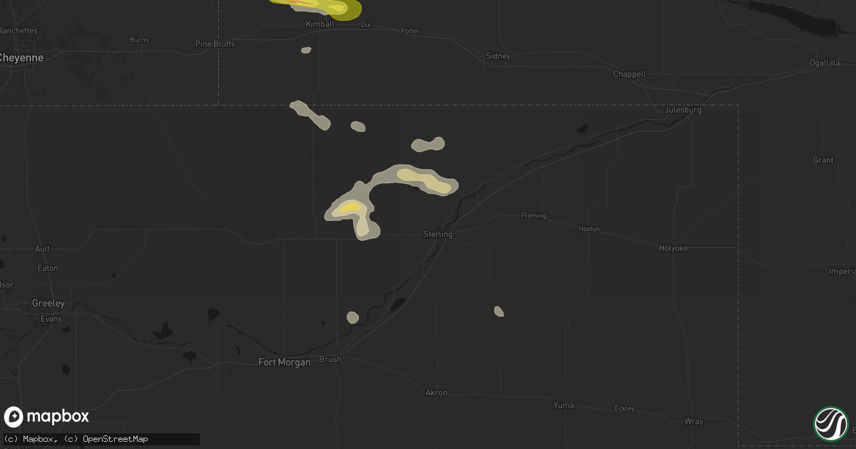Hail map in Sterling, CO on May 21, 2026