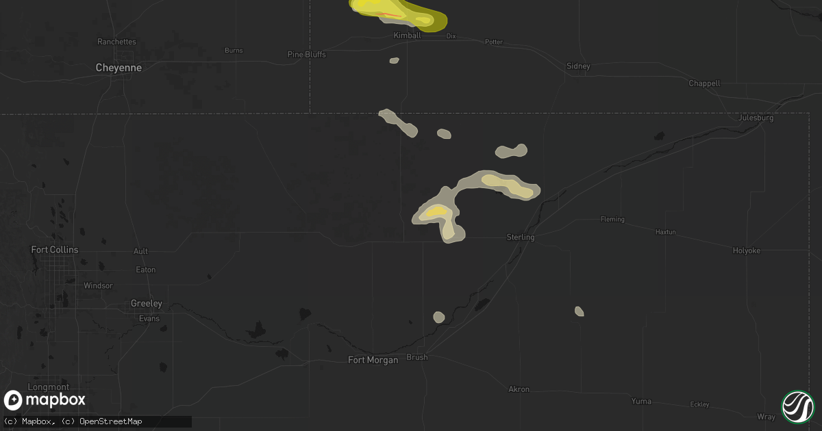 Hail map in Stoneham, CO on May 21, 2026