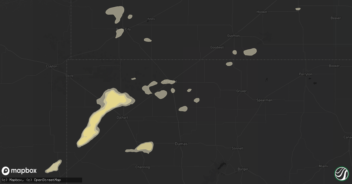 Hail map in Stratford, TX on May 21, 2026