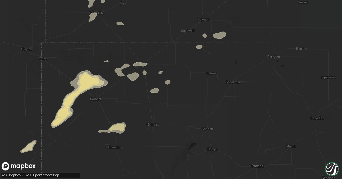 Hail map in Sunray, TX on May 21, 2026