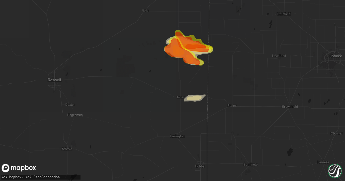 Hail map in Tatum, NM on May 21, 2026