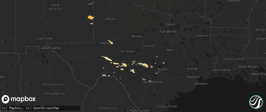 Hail map in Texas on May 21, 2026