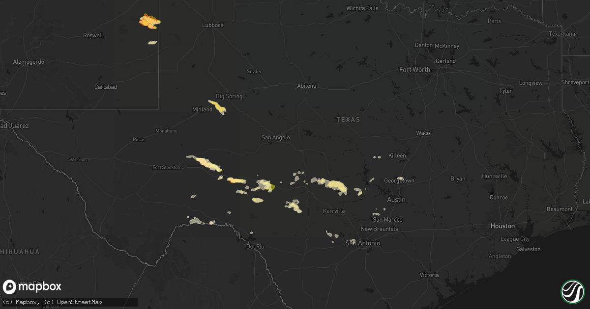 Hail map in Texas on May 21, 2026